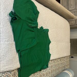 Green Textured Two-Piece Loungewear Set